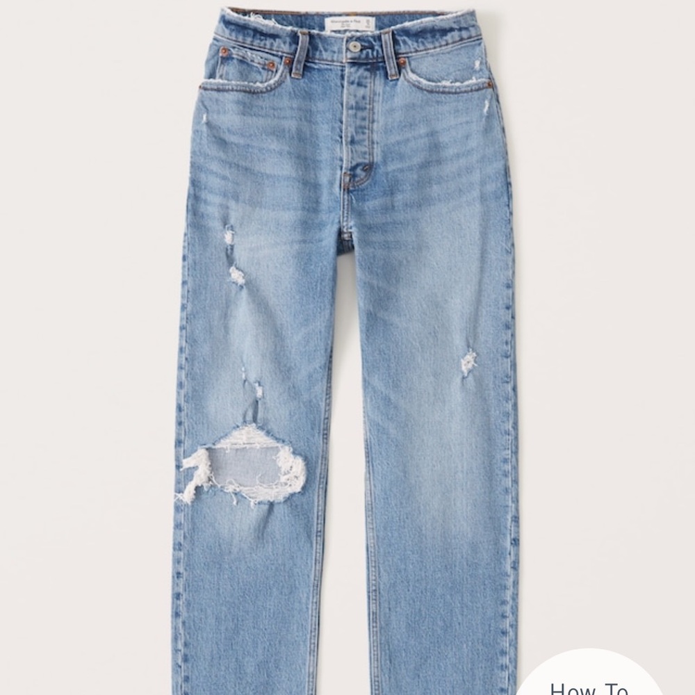 Abercrombie & Fitch high rise dad jeans in light ripped wash size 12 regular